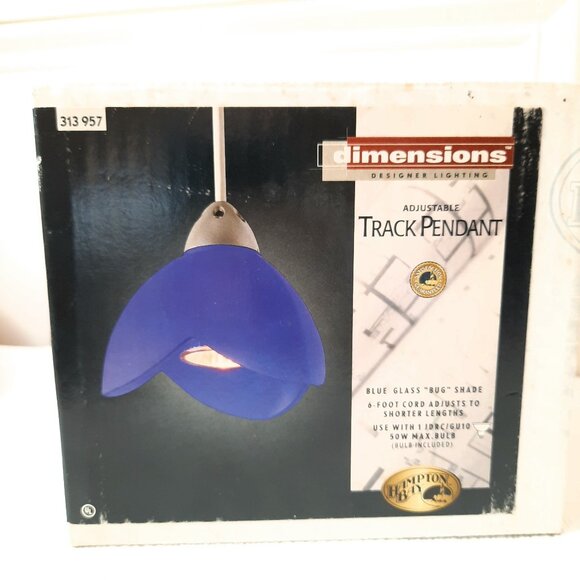 Hampton Bay dimensions Designer Lighting Track Pendant Colbalt Blue 313957 tulip - Picture 1 of 5